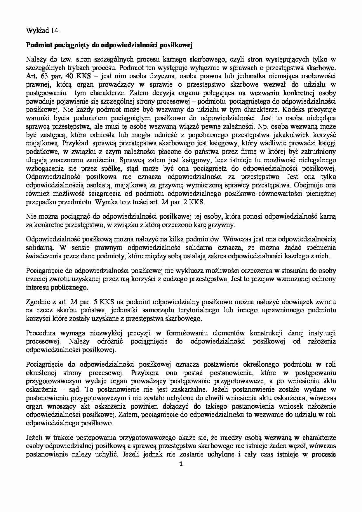 Podmiot pociągnięty do odpowiedzialności posiłkowej  - strona 1