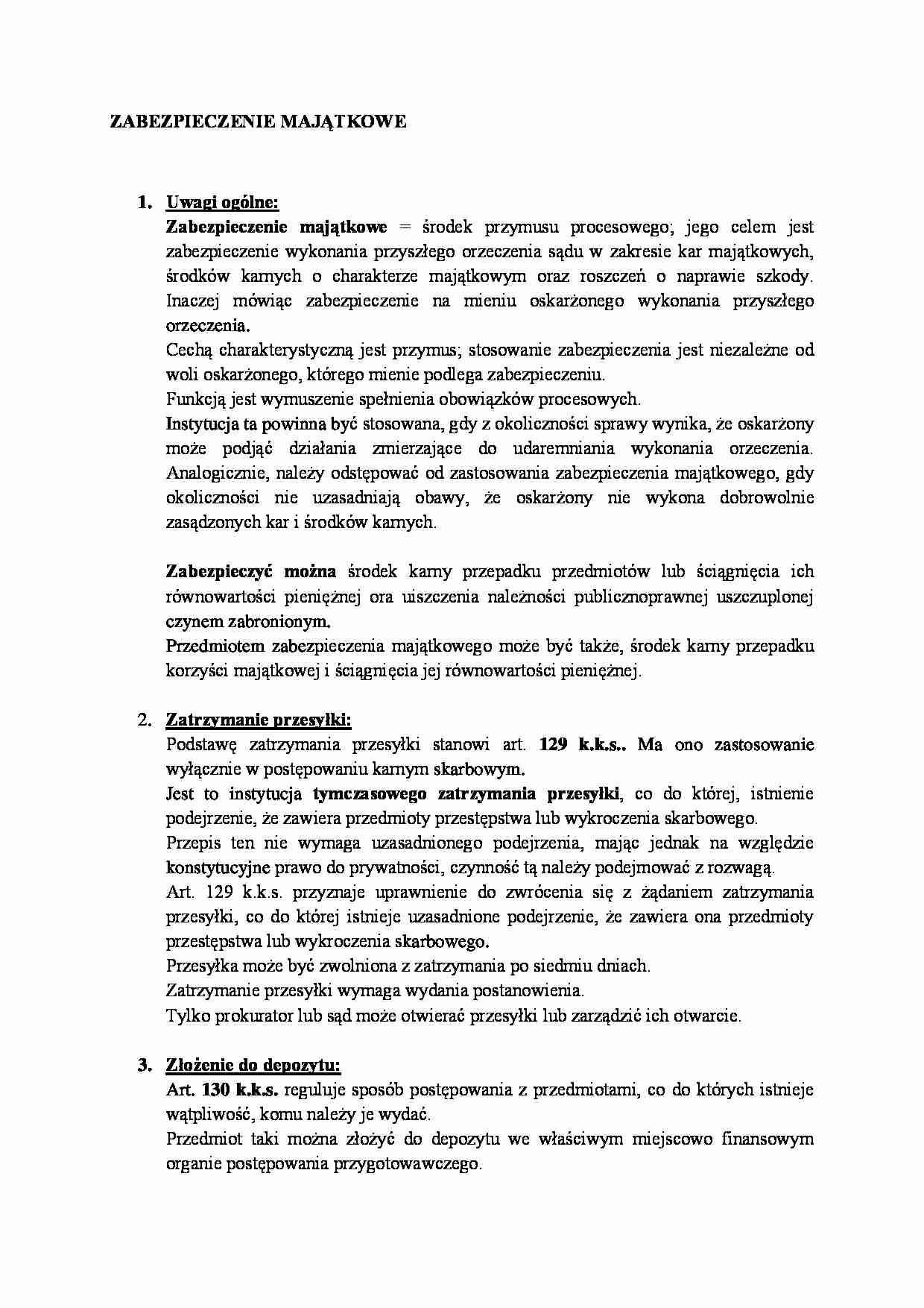 Zabezpieczenie majątkowe - uwagi ogólne - strona 1
