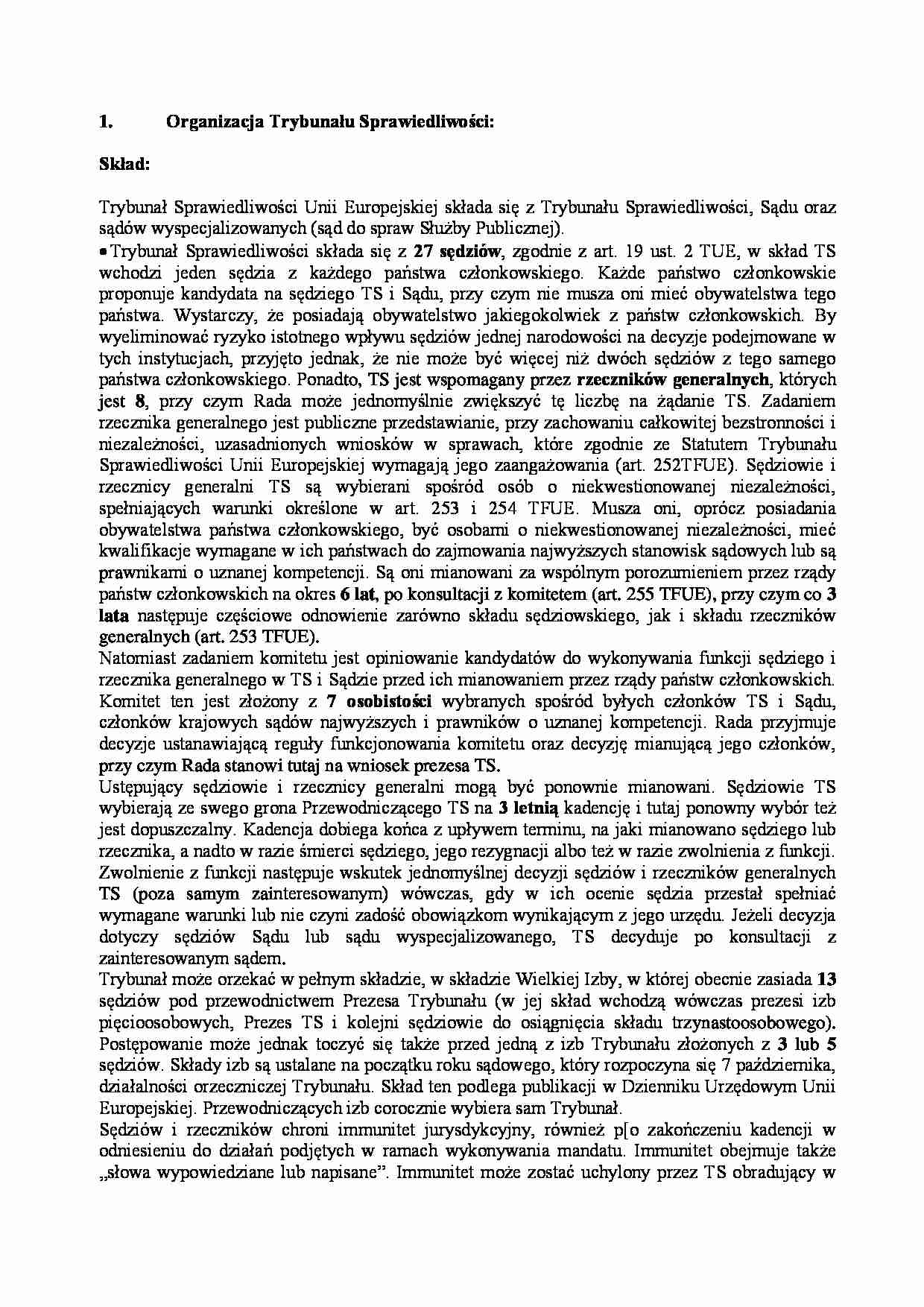 Organizacja Trybunału Sprawiedliwości - strona 1