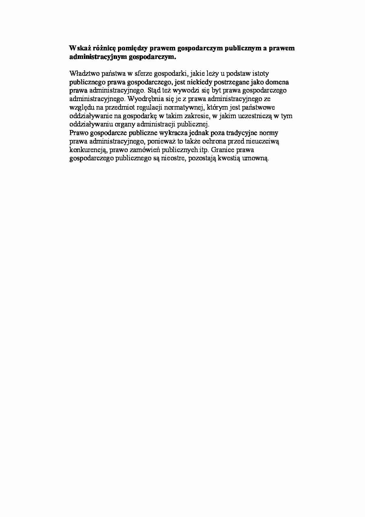 Prawo gospodarcze publiczne a prawo administracyjne gospodarcze - strona 1