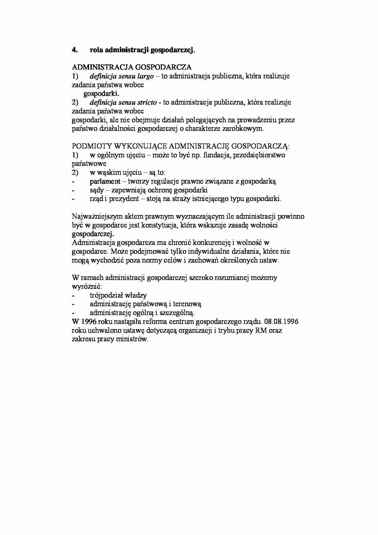 Rola administracji gospodarczej - strona 1