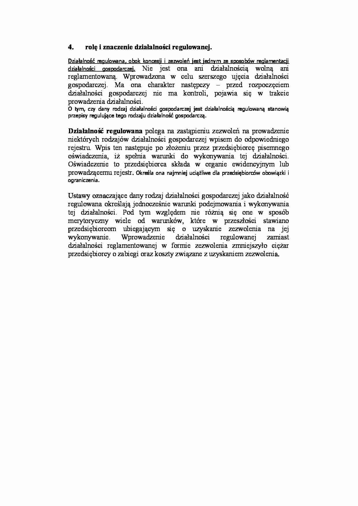 Rola i znaczenie działalności regulowanej - strona 1