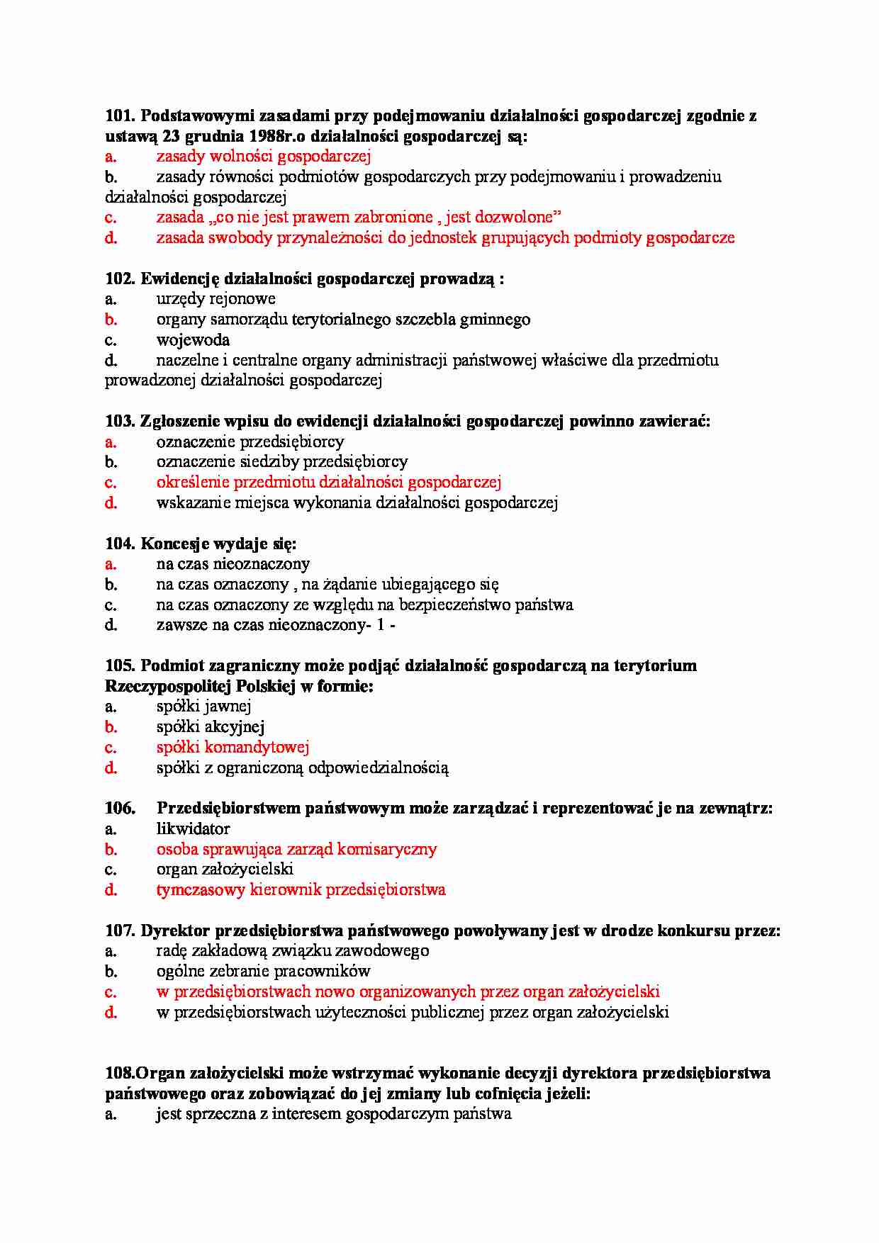 Test z publicznego prawa gospodarczego - strona 1