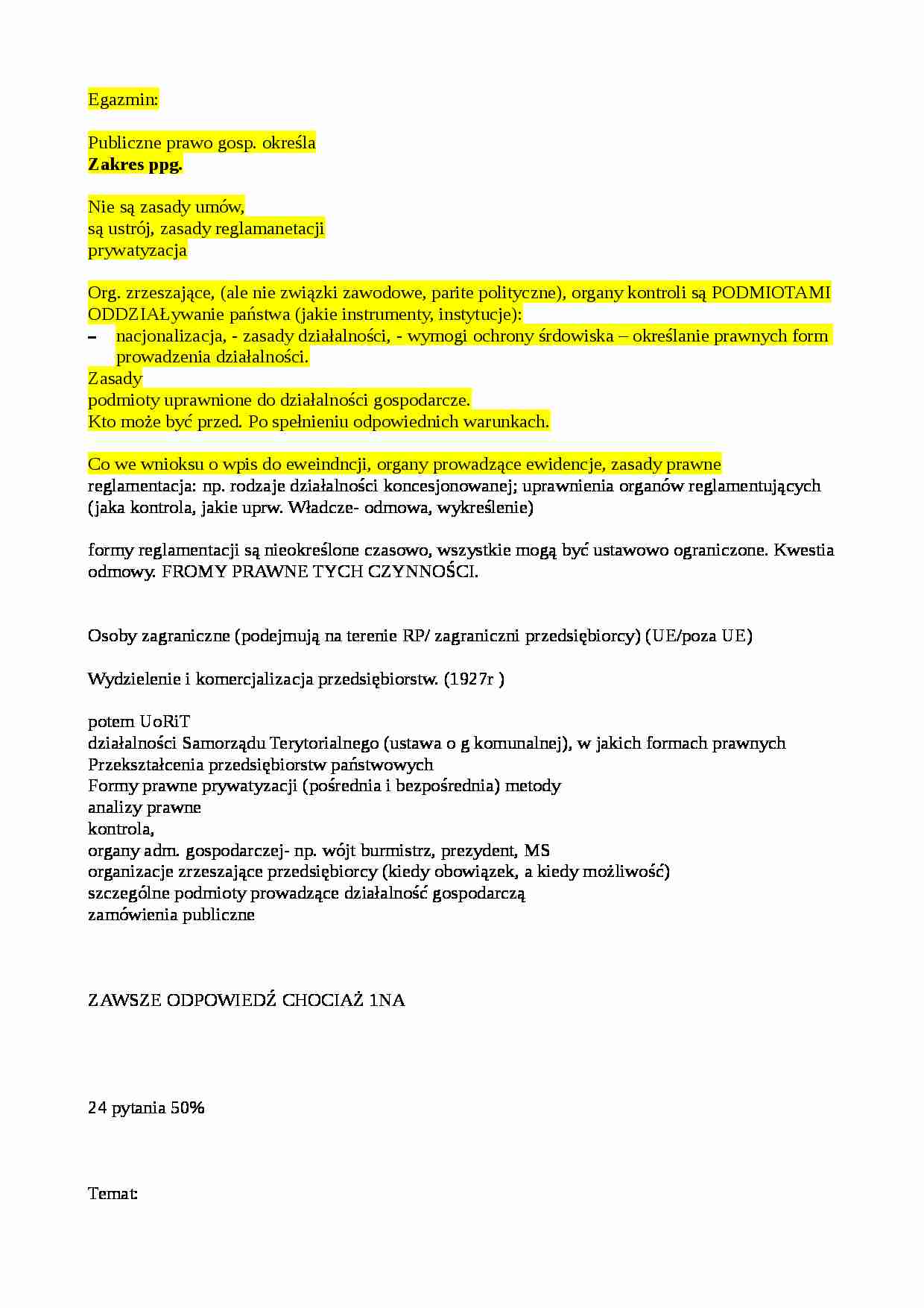 Publiczne prawo gospodarcze - Prywatyzacja - strona 1