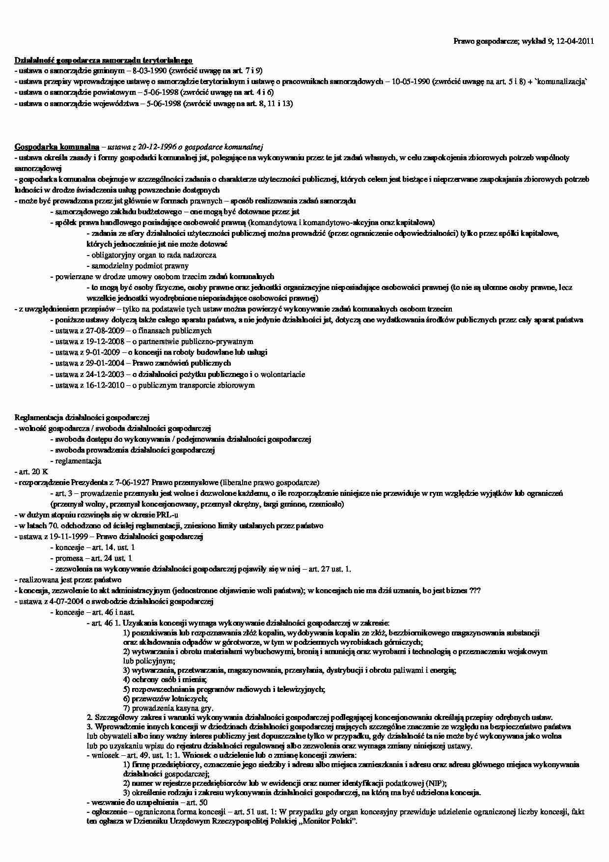 Działalność gospodarcza samorządu terytorialnego  - Gospodarka komunalna - strona 1