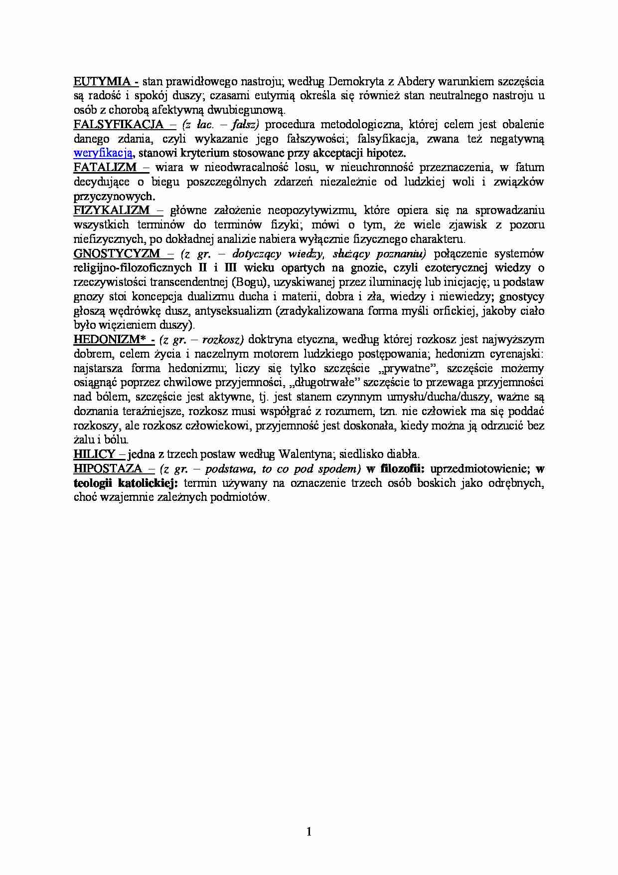 Pojęcia na egzamin - EUTYMIA - strona 1