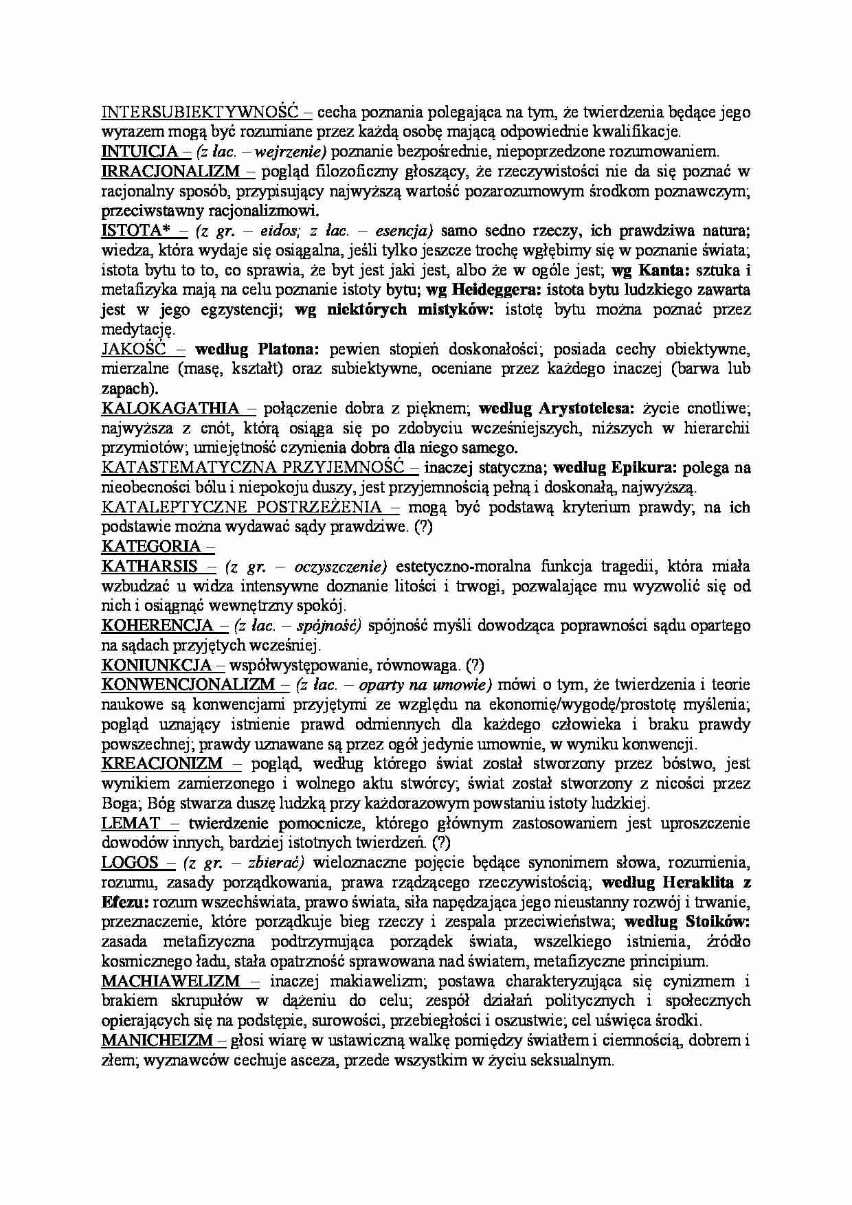 Pojęcia na egzamin -  INTERSUBIEKTYWNOŚĆ - strona 1