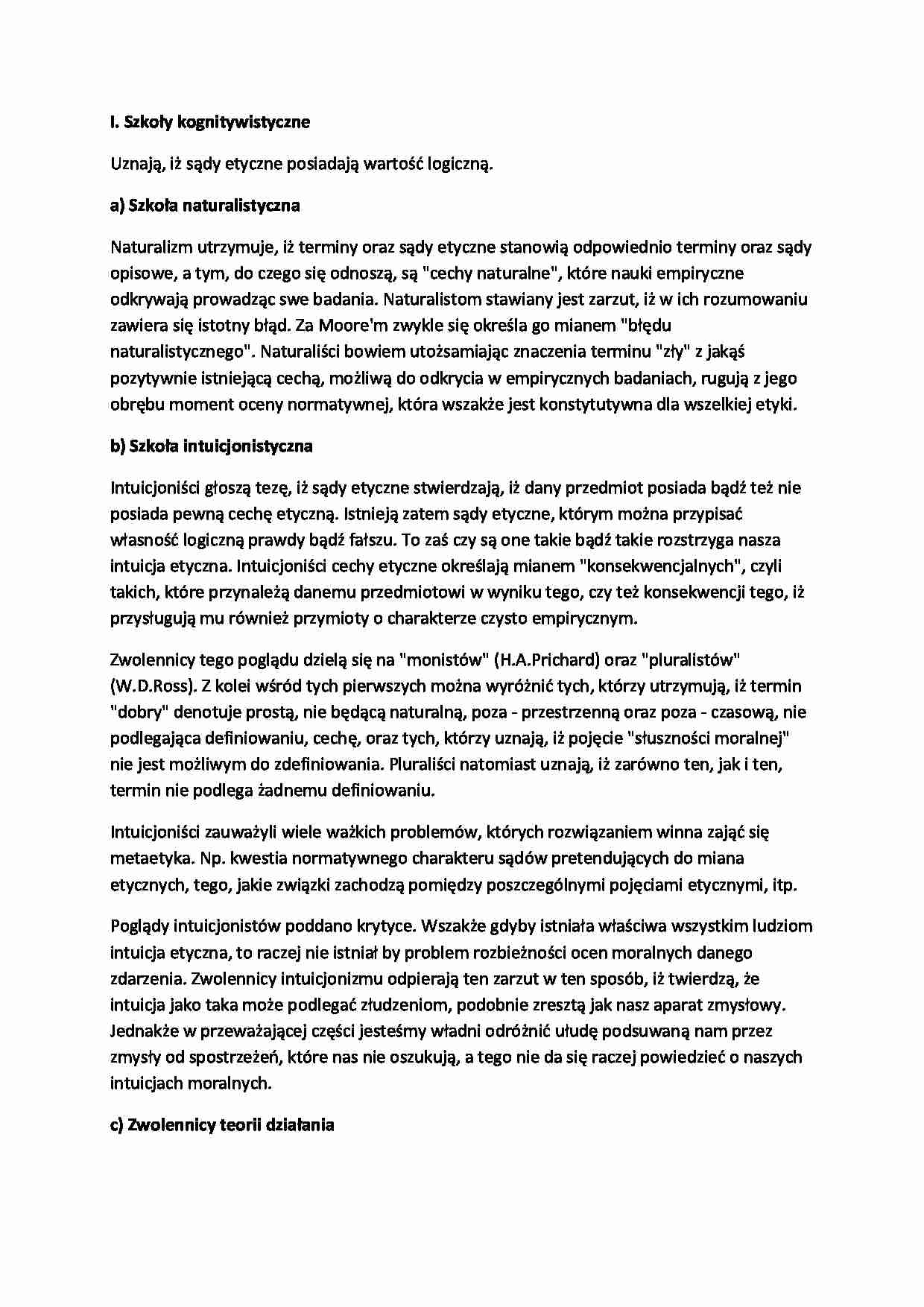 Szkoły kognitywistyczne, naturalistyczne i intuicjonistyczna - strona 1