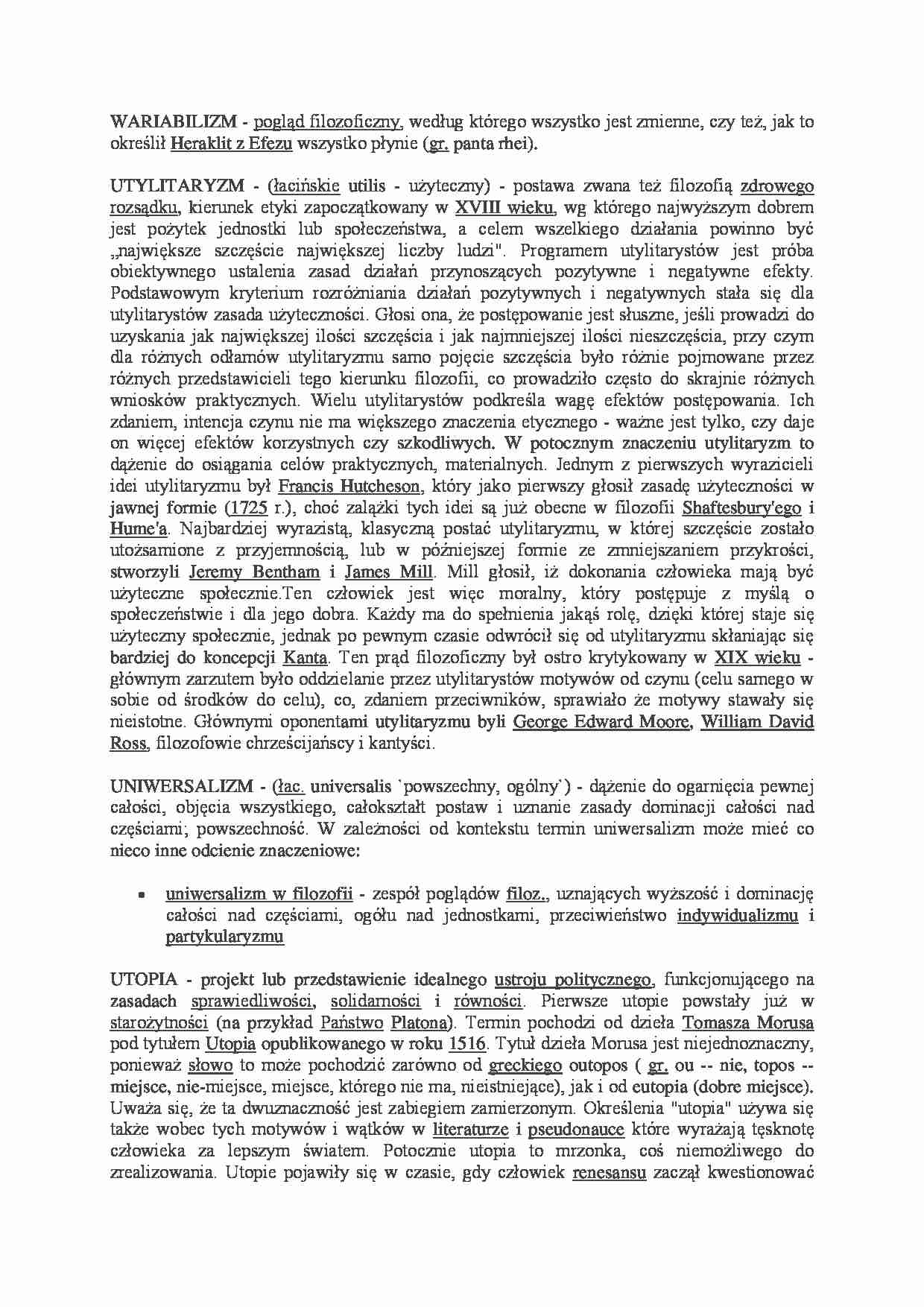 Pojęcia na egzamin -  WARIABILIZM - strona 1