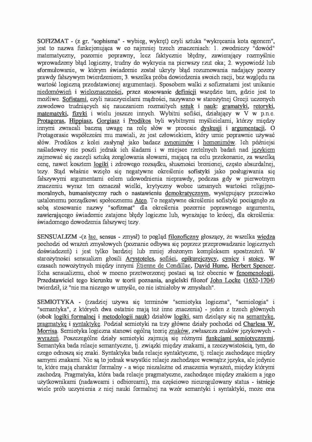 Pojęcia na egzamin - SOFIZMAT - strona 1