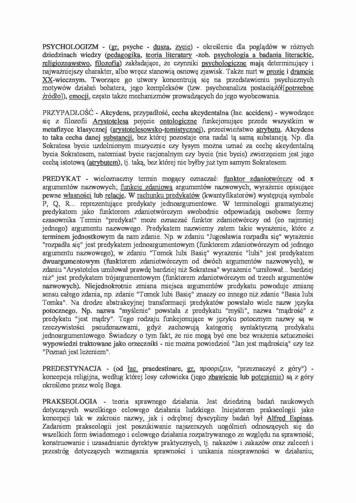 Pojęcia na egzamin - PSYCHOLOGIZM - strona 1