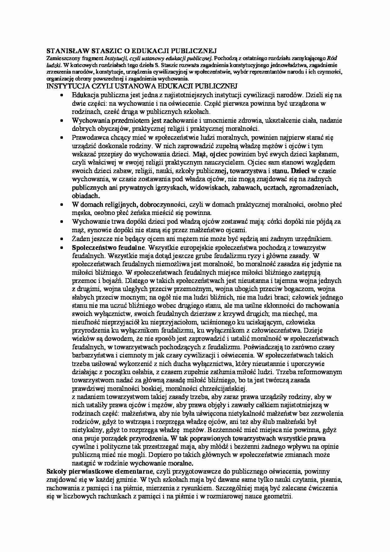 Stanisław Staszic o edukacji publicznej - strona 1