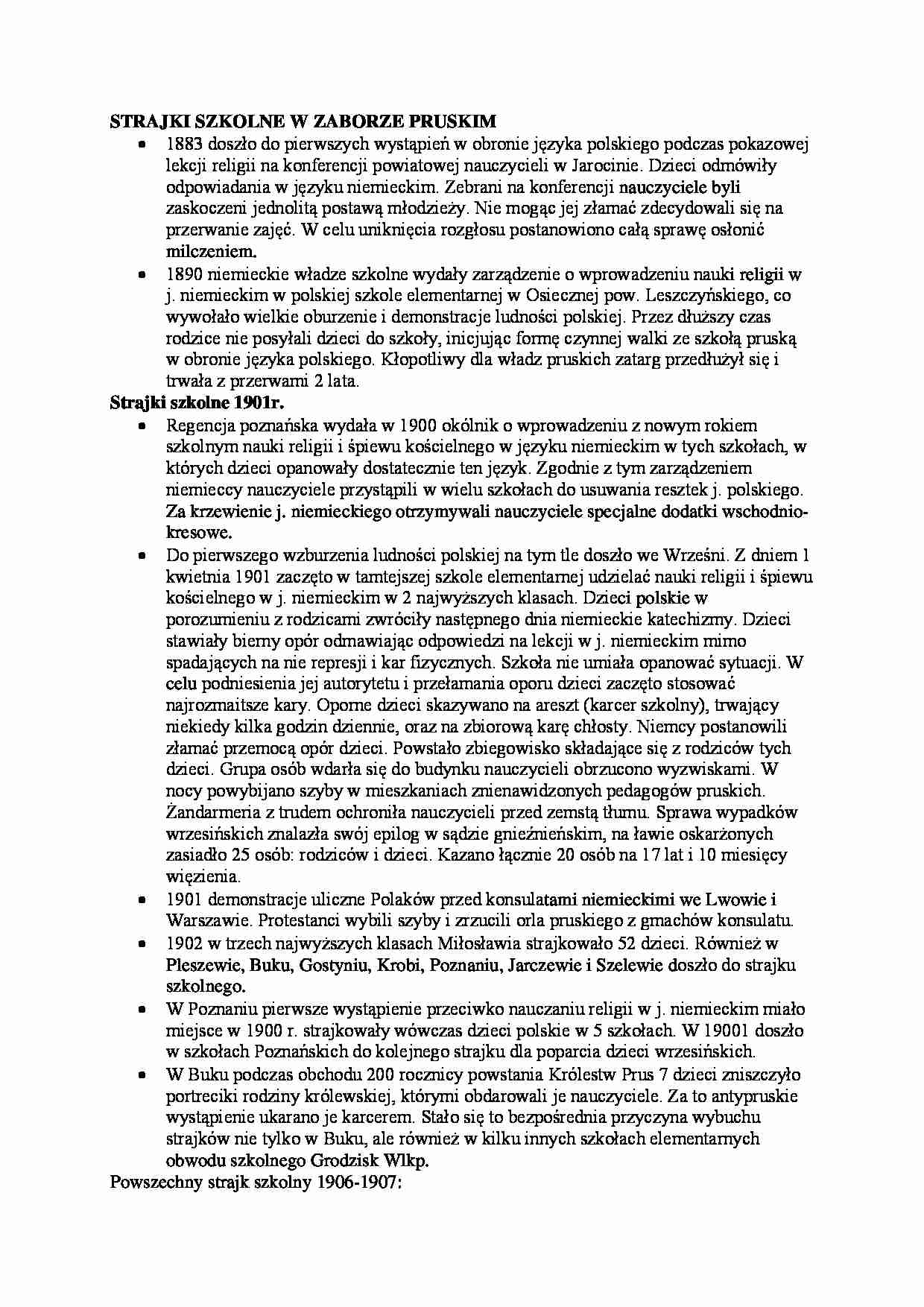 Strajki szkolne w zaborze pruskim - strona 1
