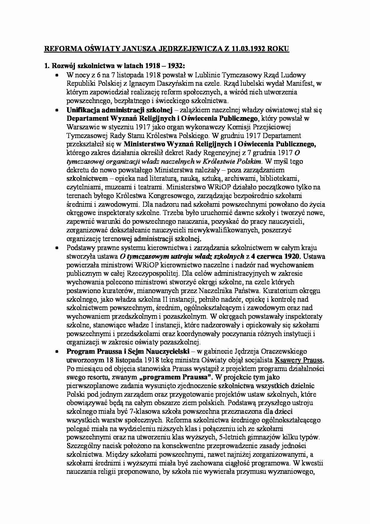 Reforma Janusza Jędrzejewicza - strona 1