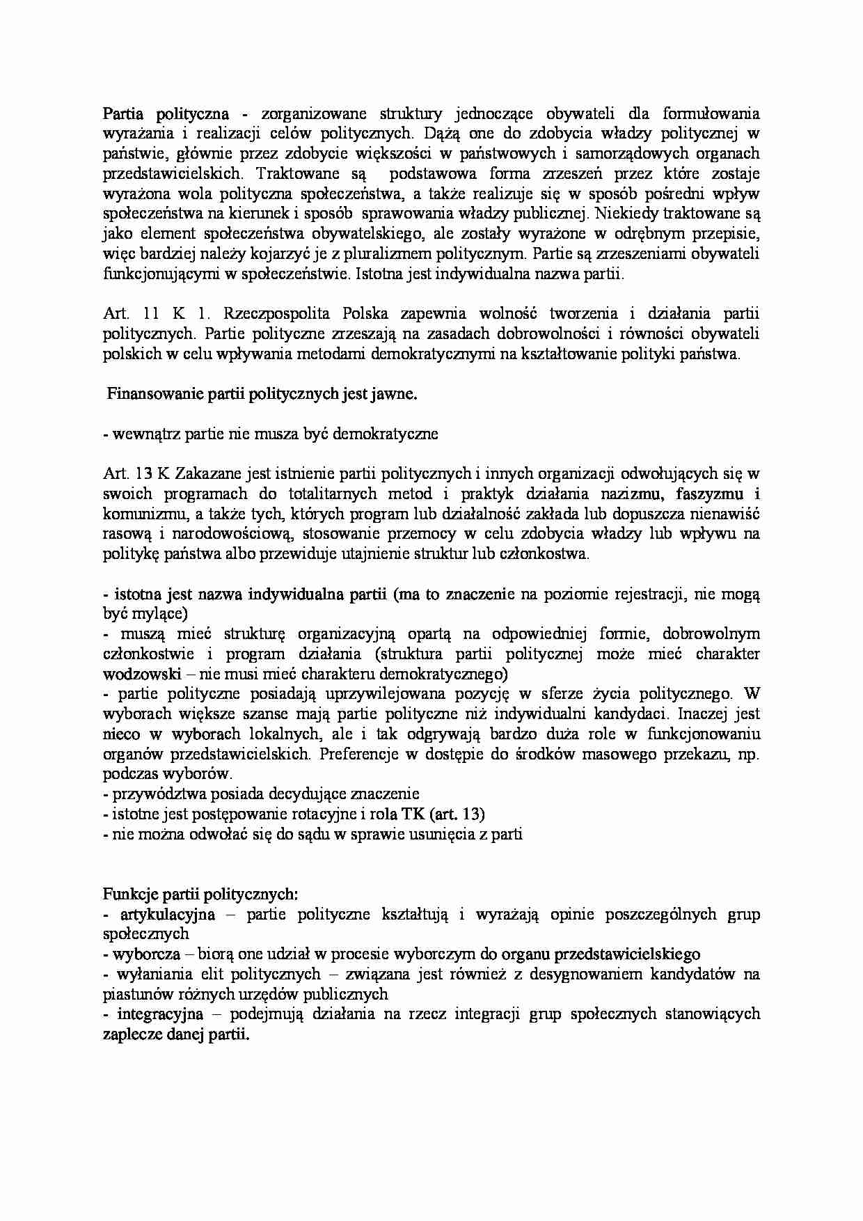 Partia polityczna - wykład - strona 1