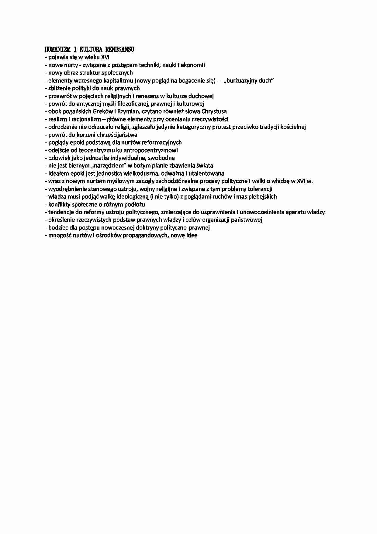 Humanizm i kultura renesansu - strona 1