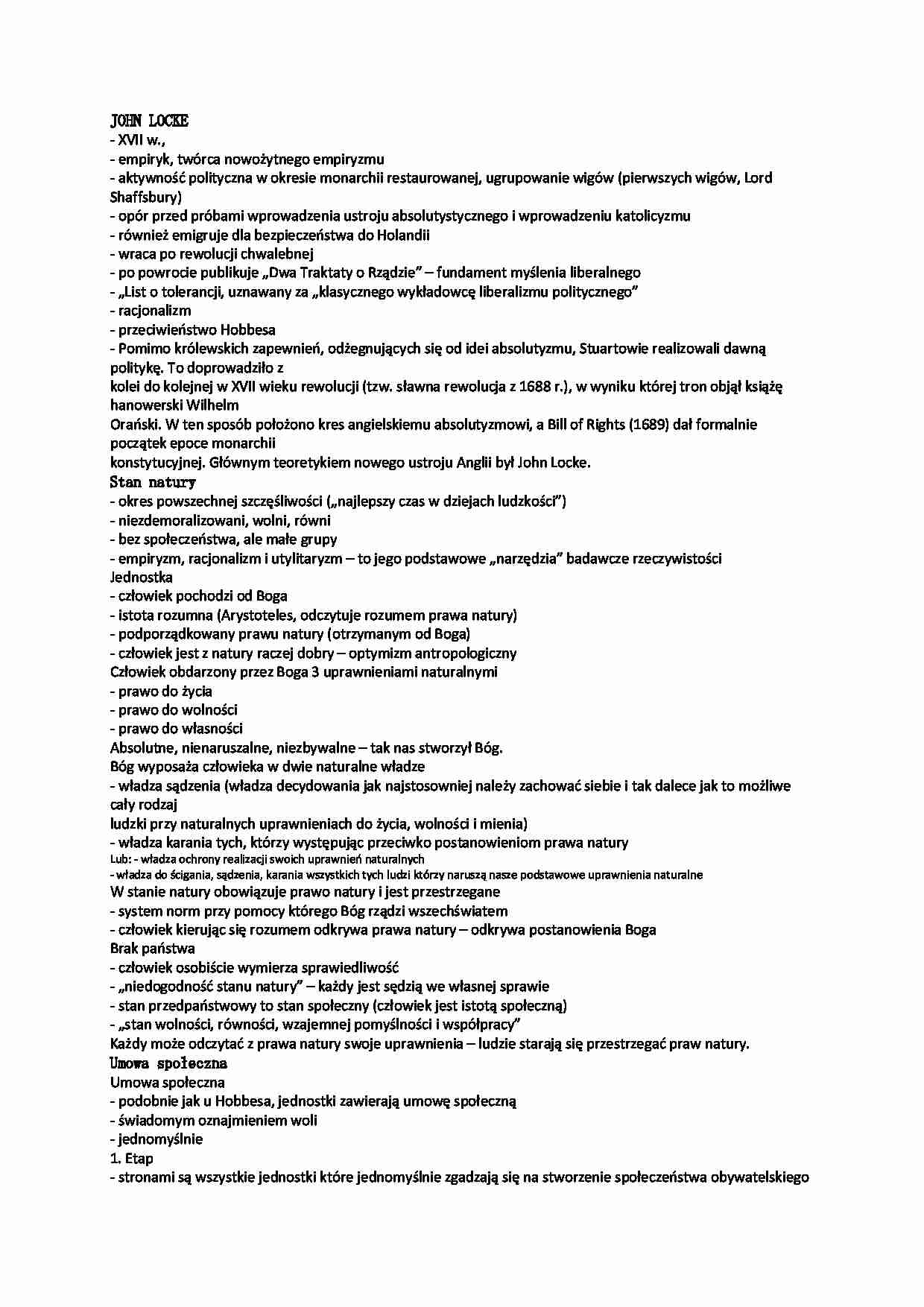 JOHN LOCKE-poglądy - strona 1