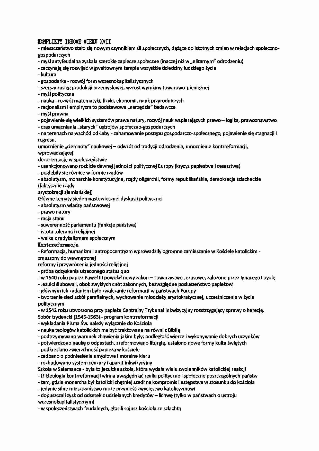 Konflikty ideowe wieku XVII - strona 1