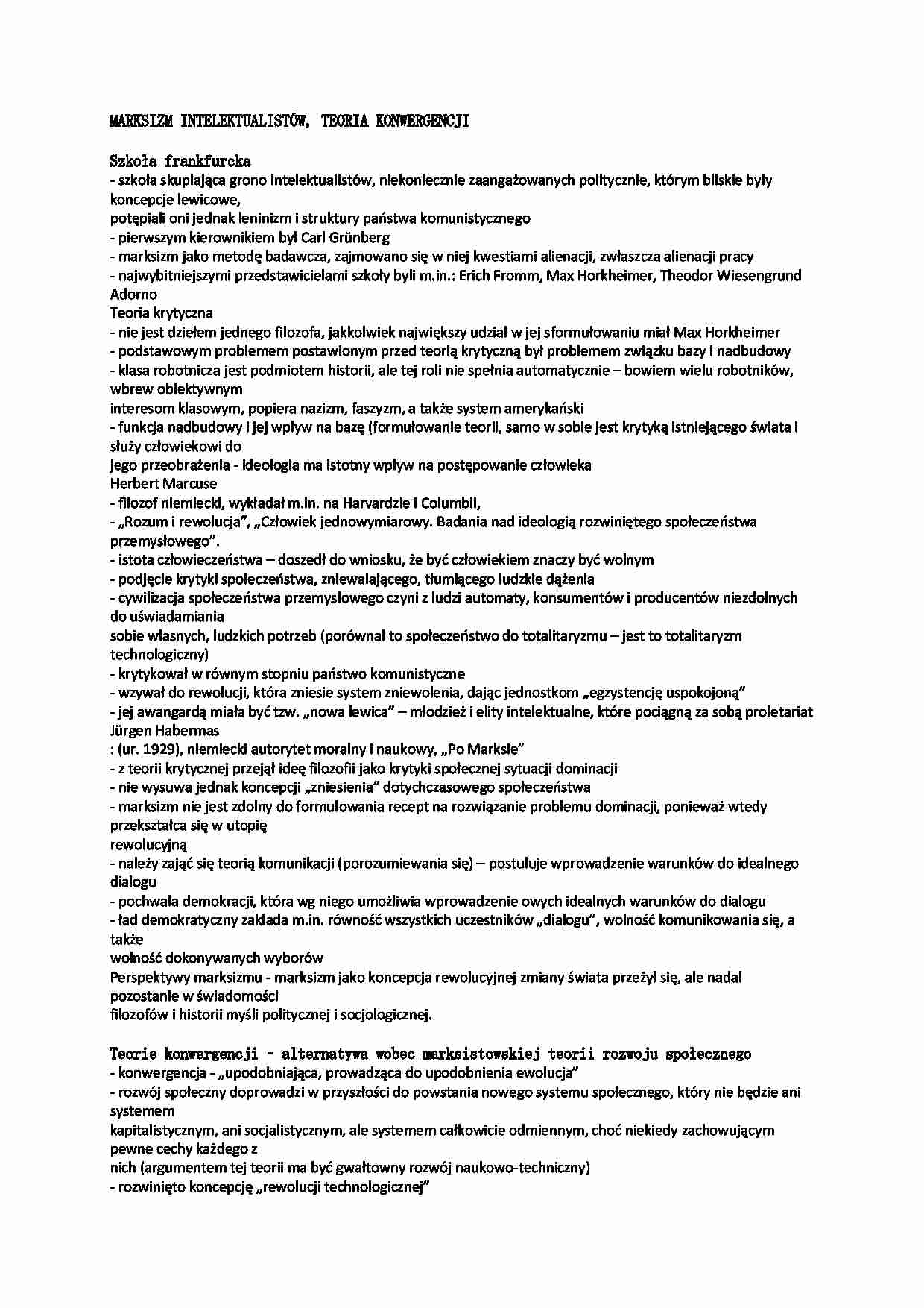 Marksizm intelektualistów, teoria konwergencji - strona 1