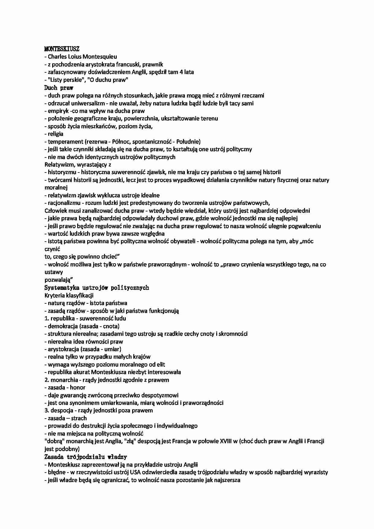 Monteskiusz-pochodzenie i poglądy - strona 1