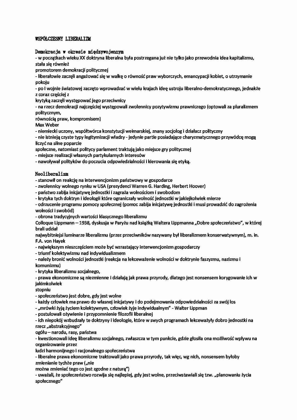 Współczesny liberalizm  - strona 1