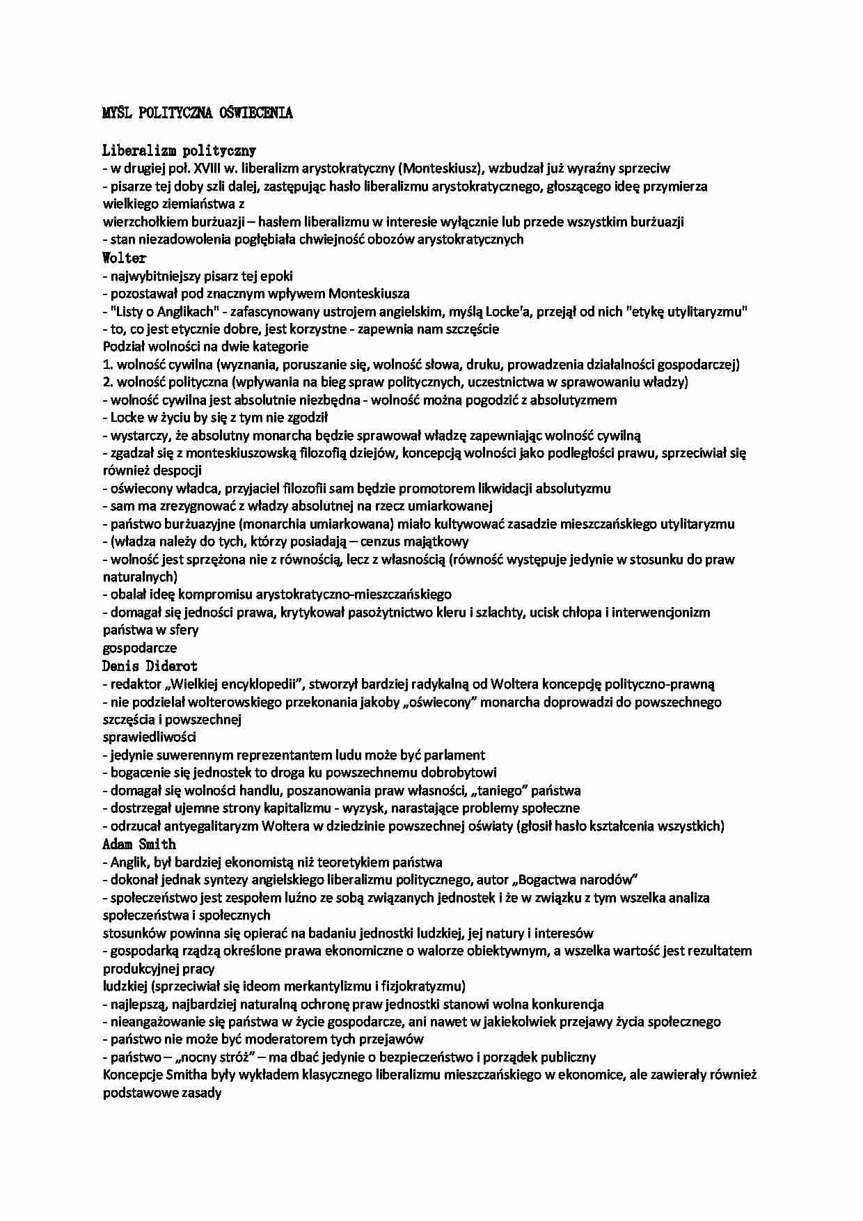 Myśl polityczna oświecenia - strona 1