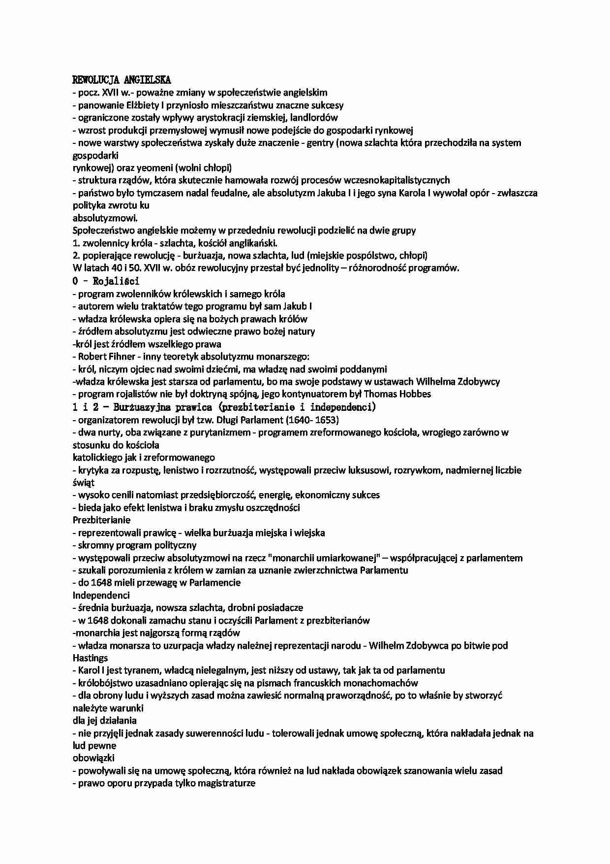 Rewolucja Angielska - strona 1