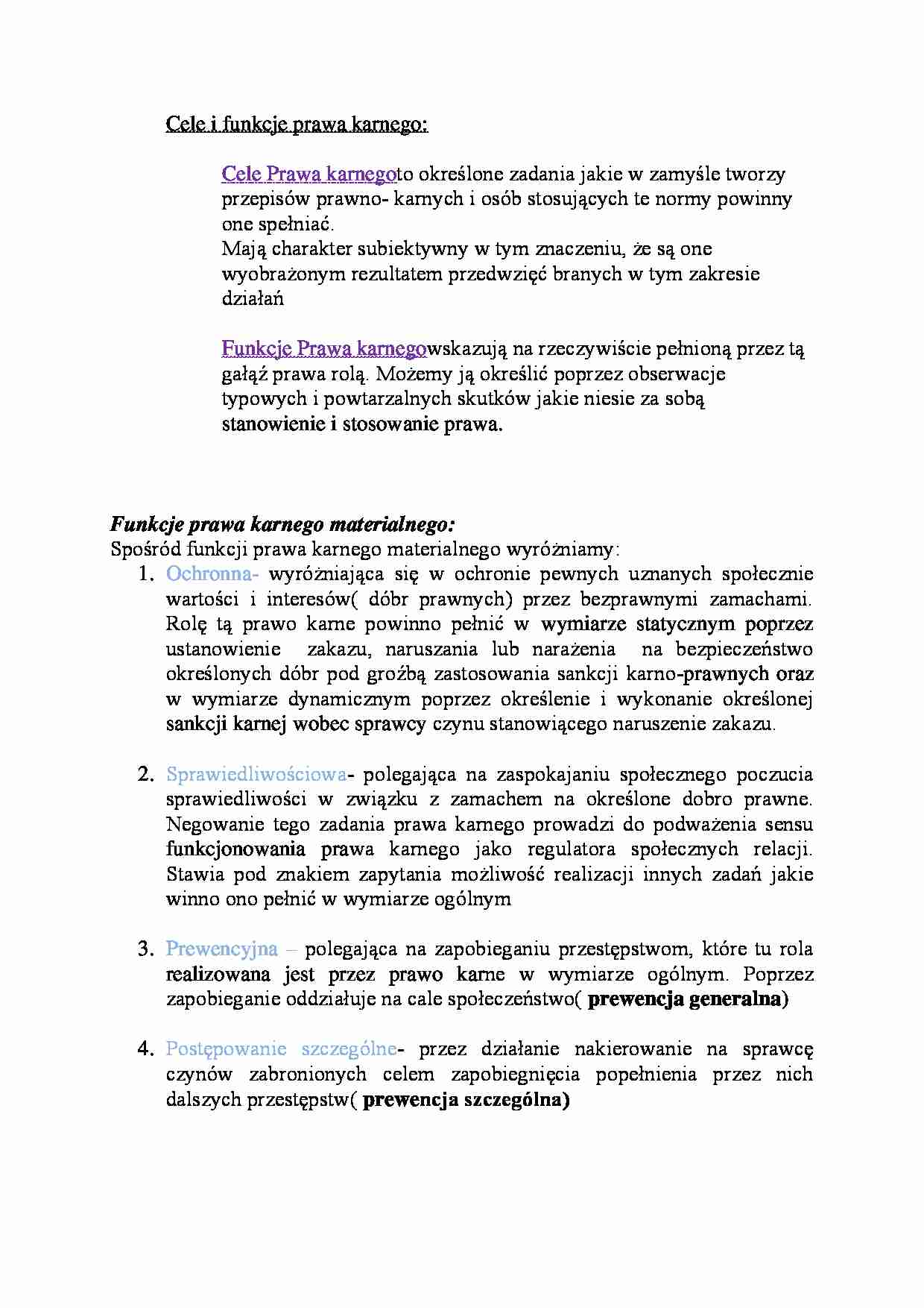 Cele i funkcje prawa karnego - strona 1