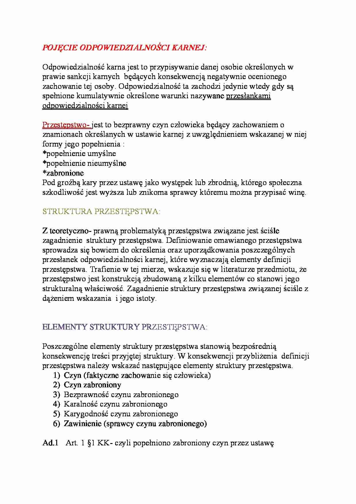 Odpowiedzialność karna-pojęcie - strona 1