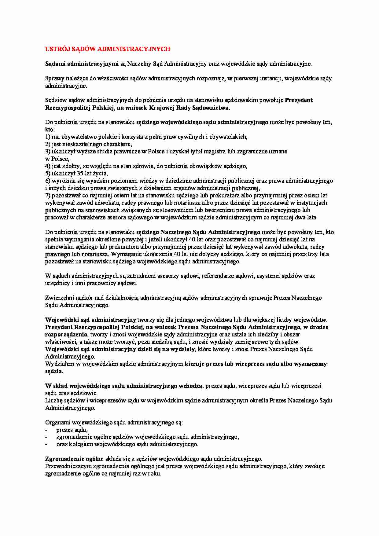 Ustrój sądów administracyjnhych - strona 1
