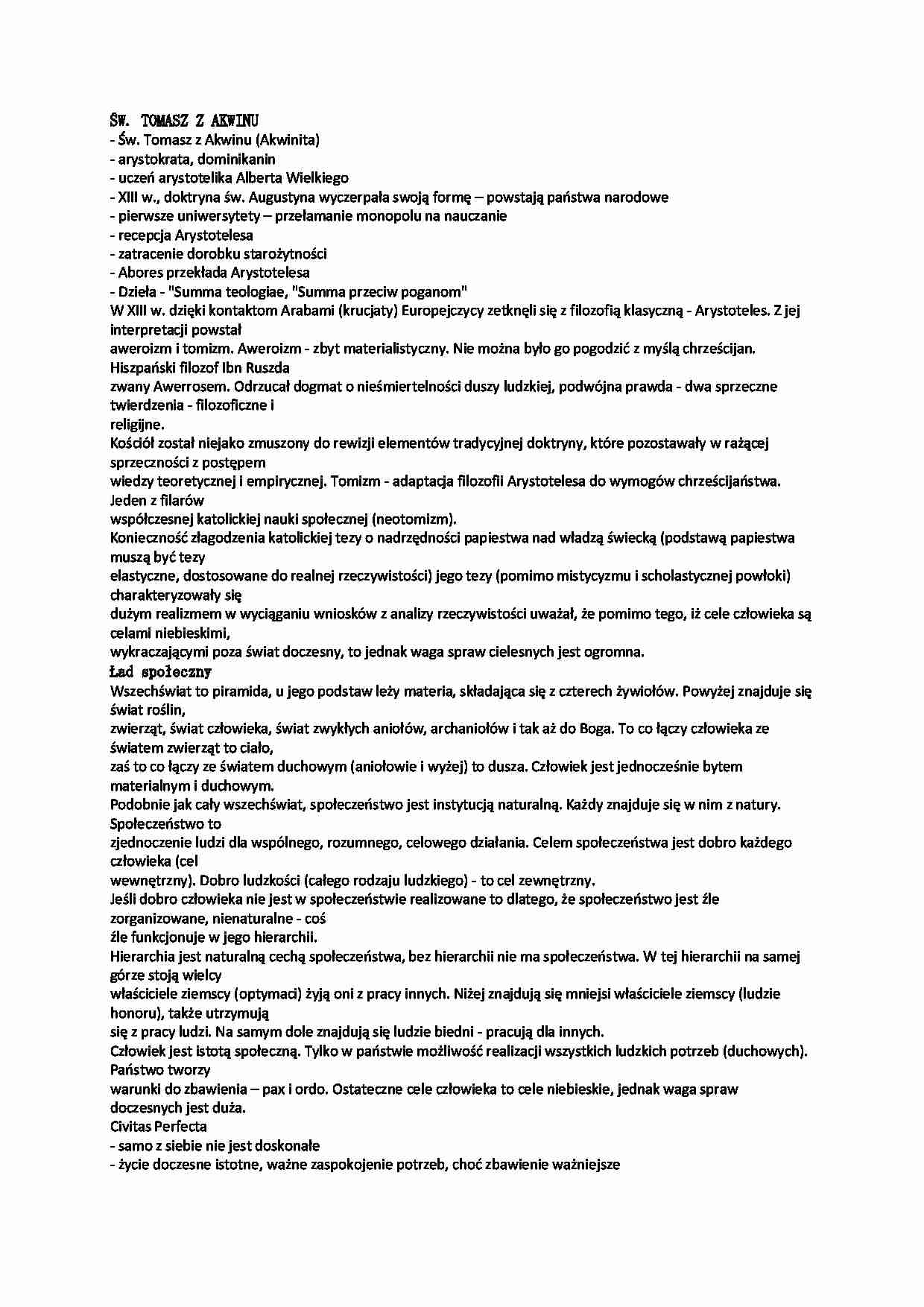 Święty Tomasz z Akwinu-życiorys i poglądy - strona 1