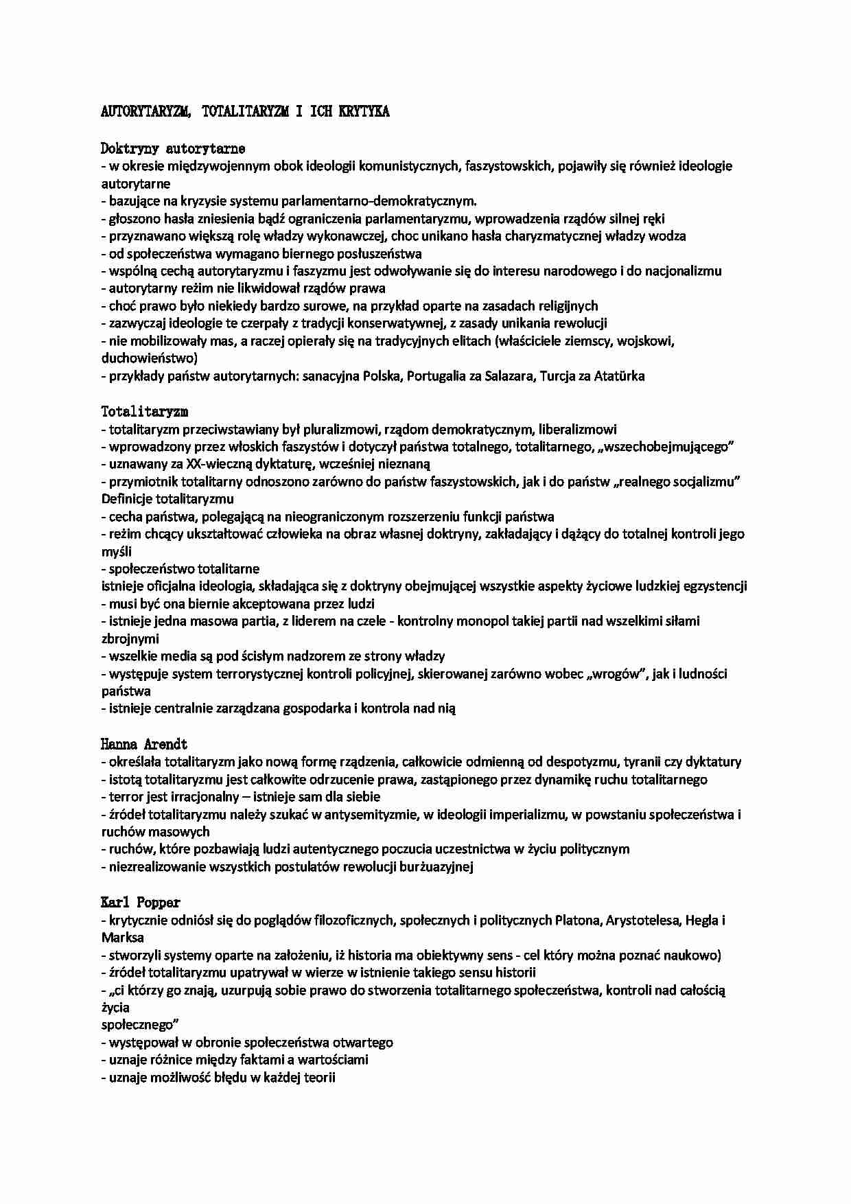 Autorytaryzm, totalitaryzm i ich krytyka - strona 1