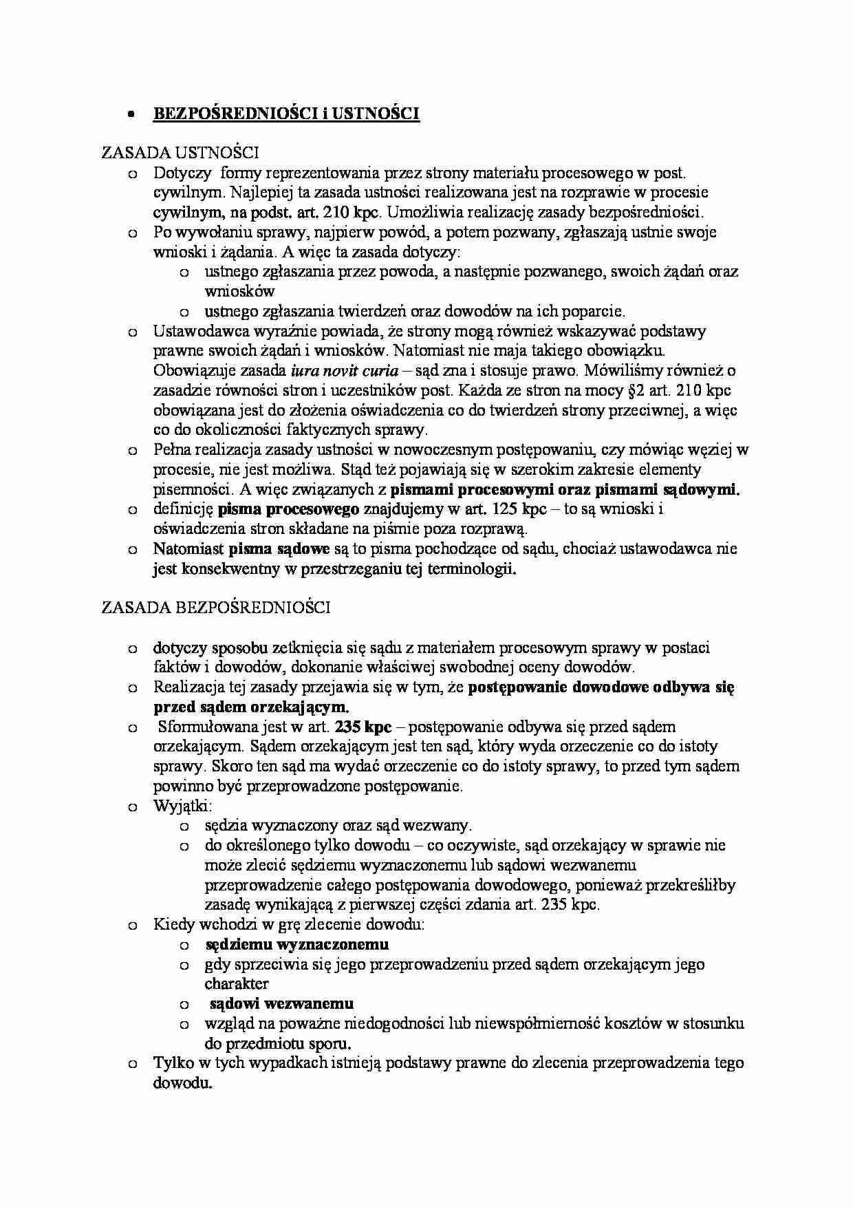 Zasada ustności i zasada bezpośredniości - strona 1