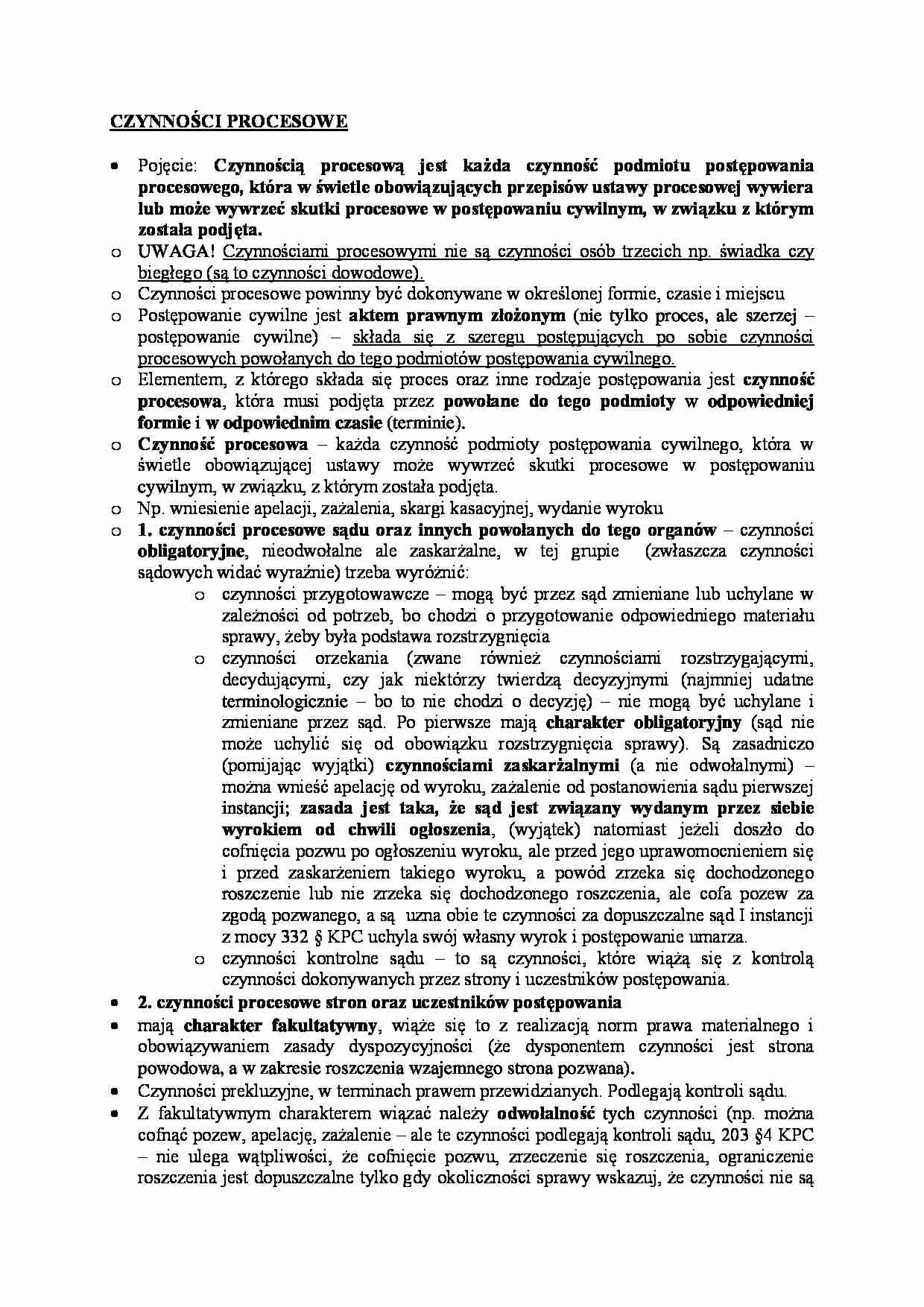 Czynności procesowe - strona 1