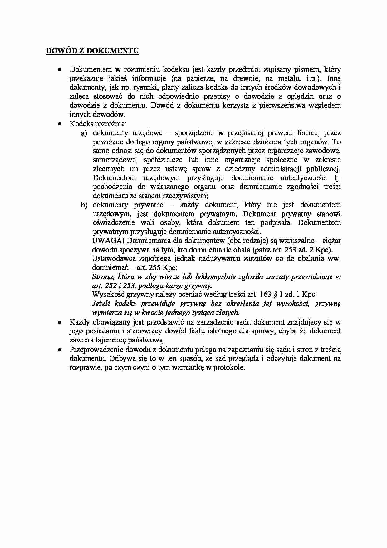 Dowód z dokumentu - omówienie - strona 1