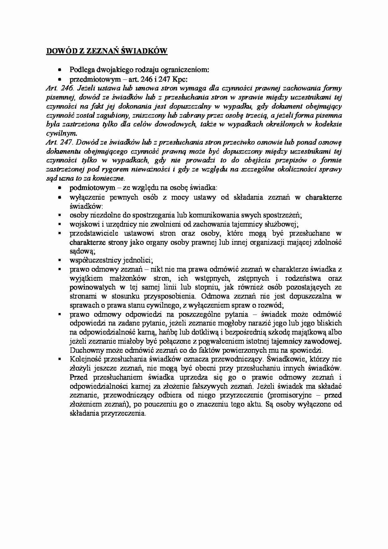 Dowód z zeznań świadków - strona 1