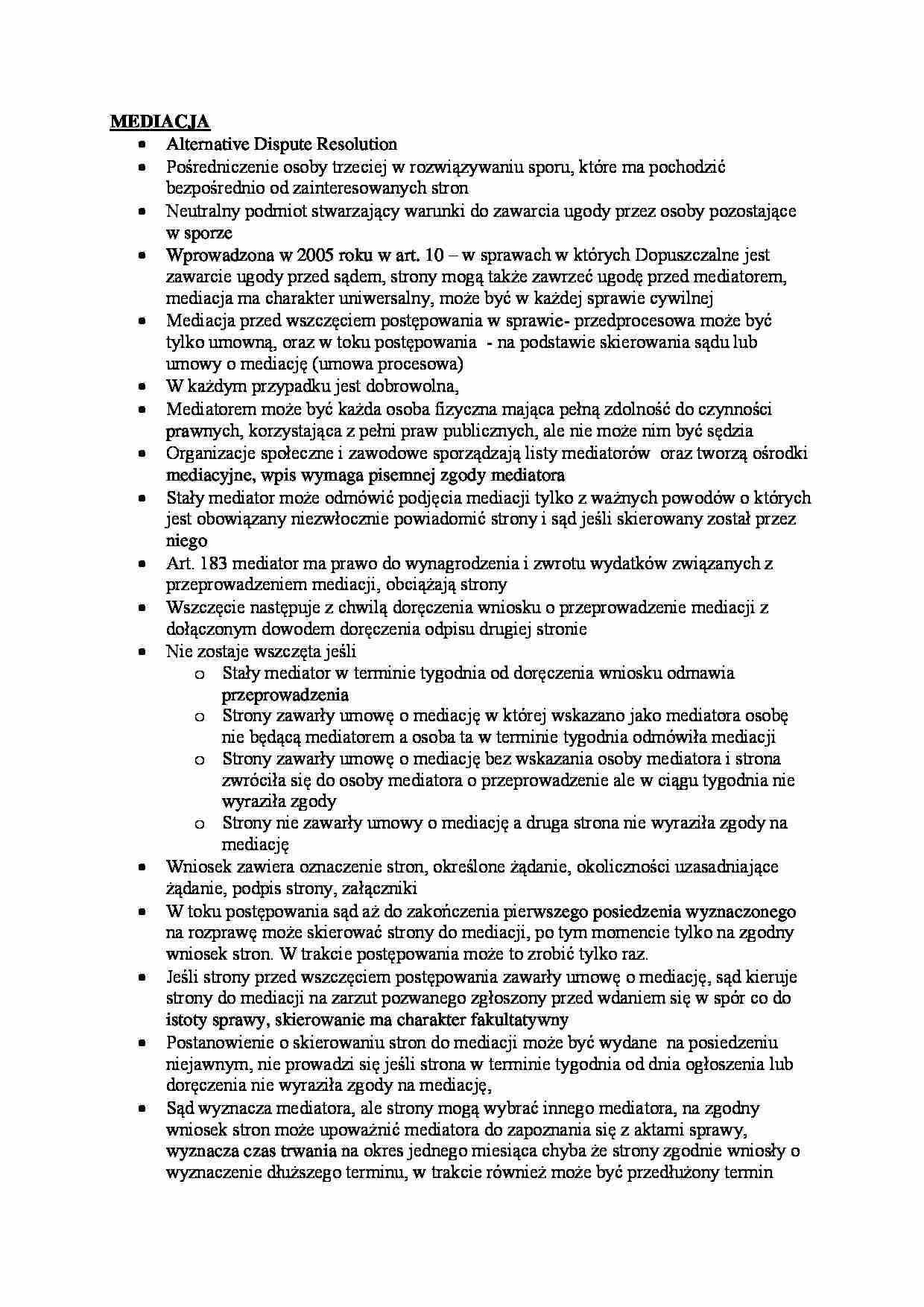 Mediacja  - omówienie zagadnień - strona 1