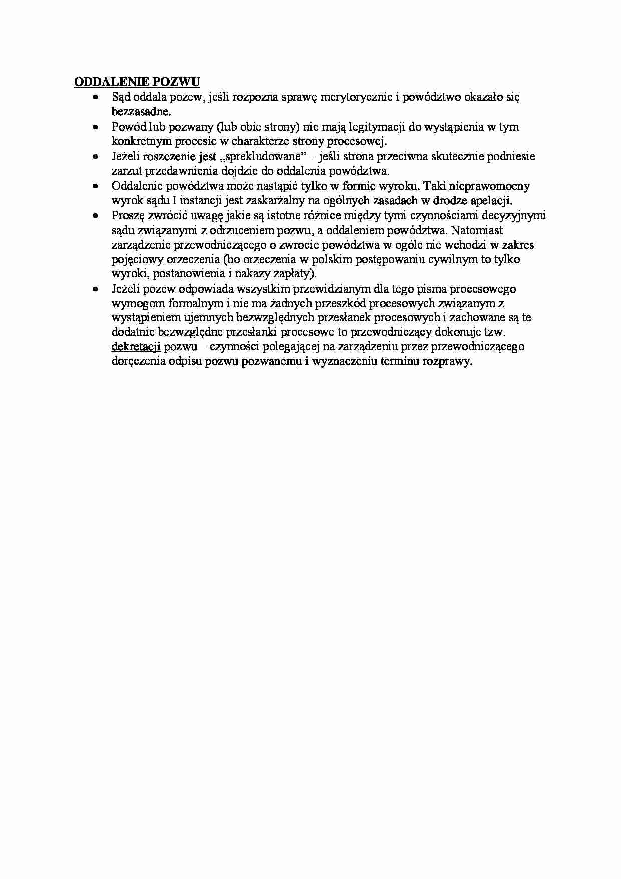 Oddalenie pozwu - strona 1