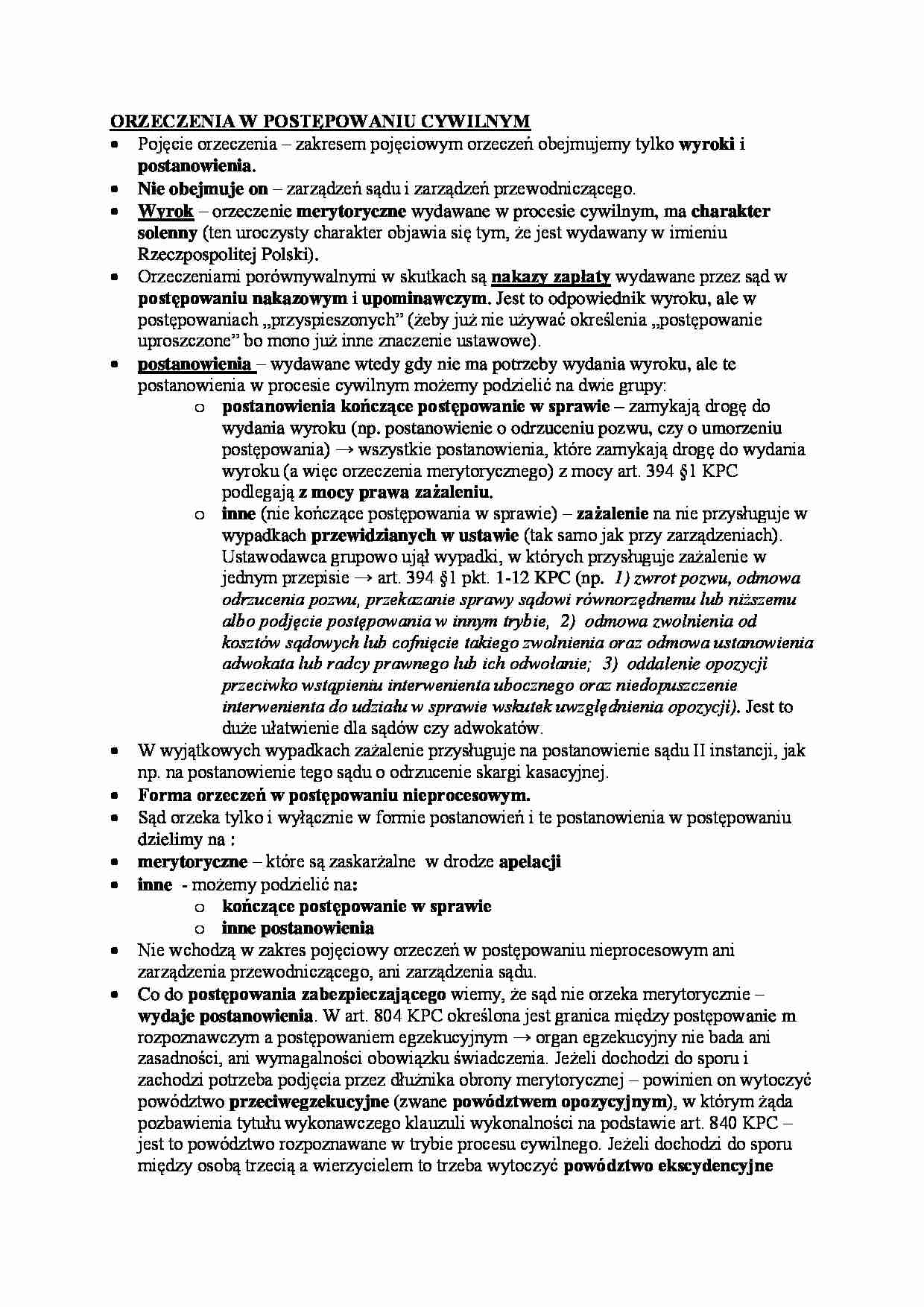 Orzeczenia w postępowaniu cywilnym - strona 1