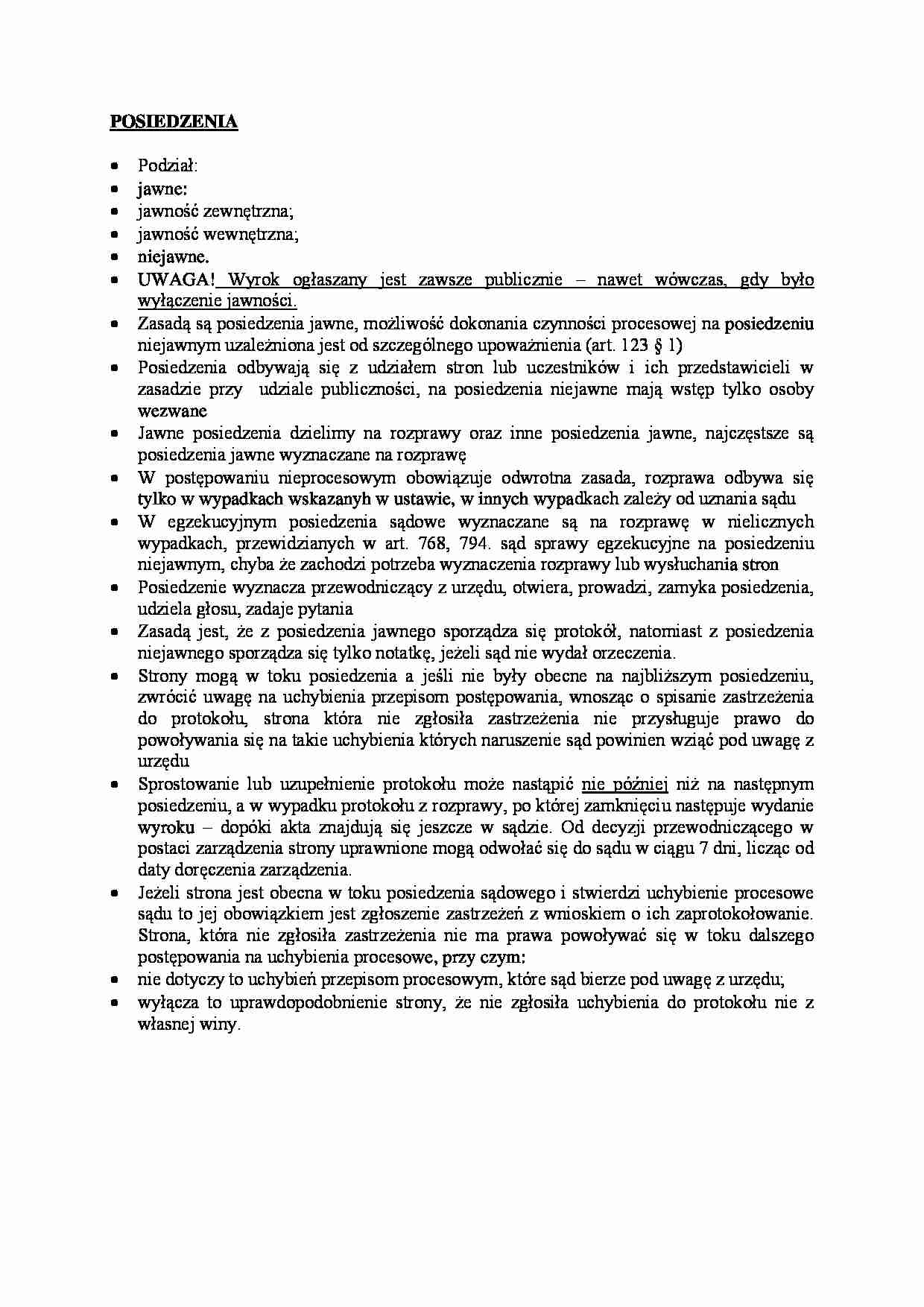 Podział i definicja posiedzeń - strona 1