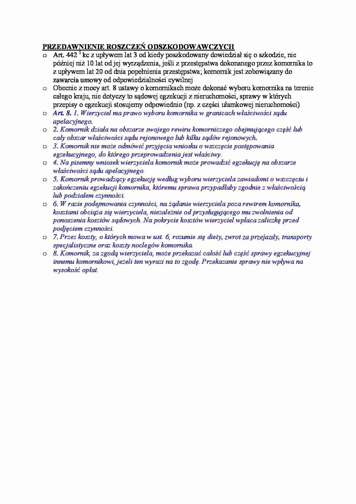 Przedawnienie roszczeń odszkodowawczych. - strona 1