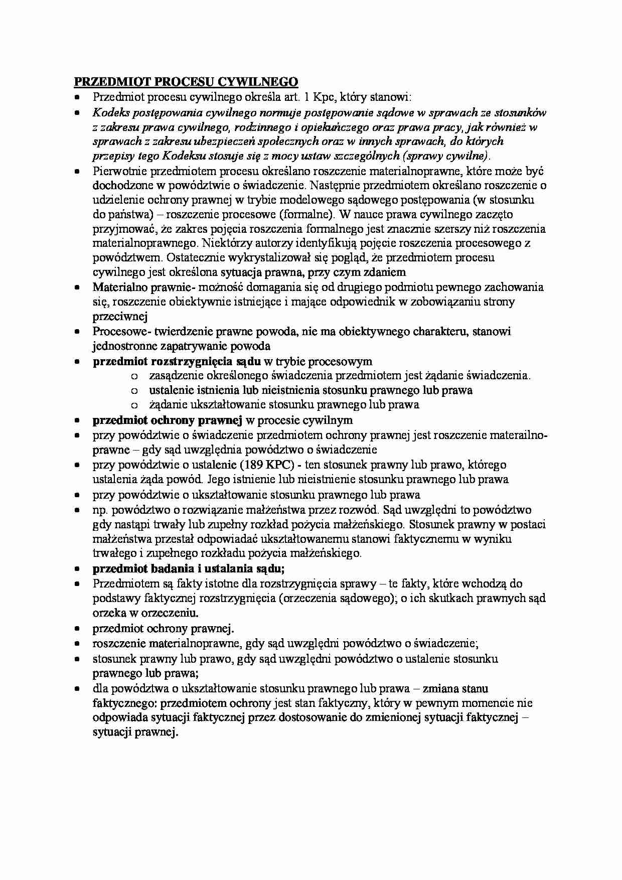 Przedmiot procesu cywilnego. - strona 1