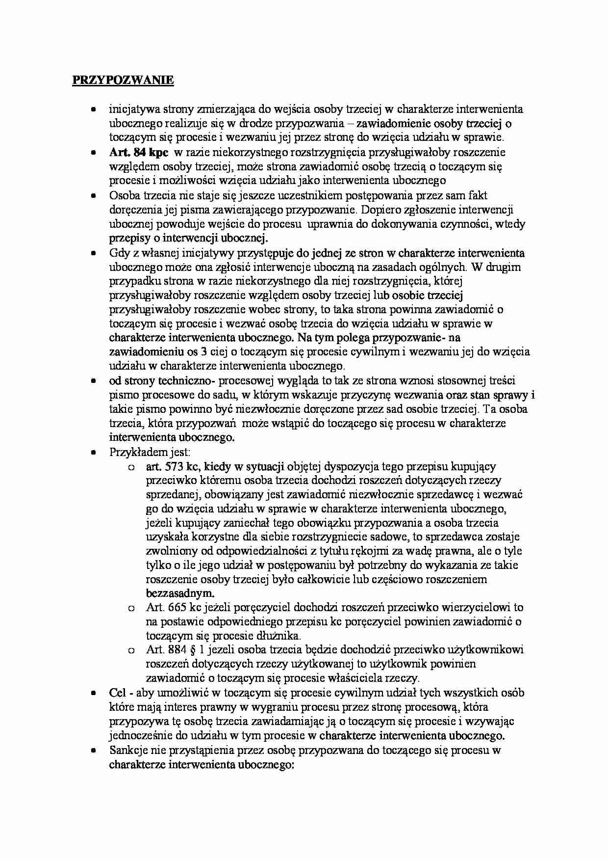 Przypozwanie - omówienie, przykład i cel. - strona 1