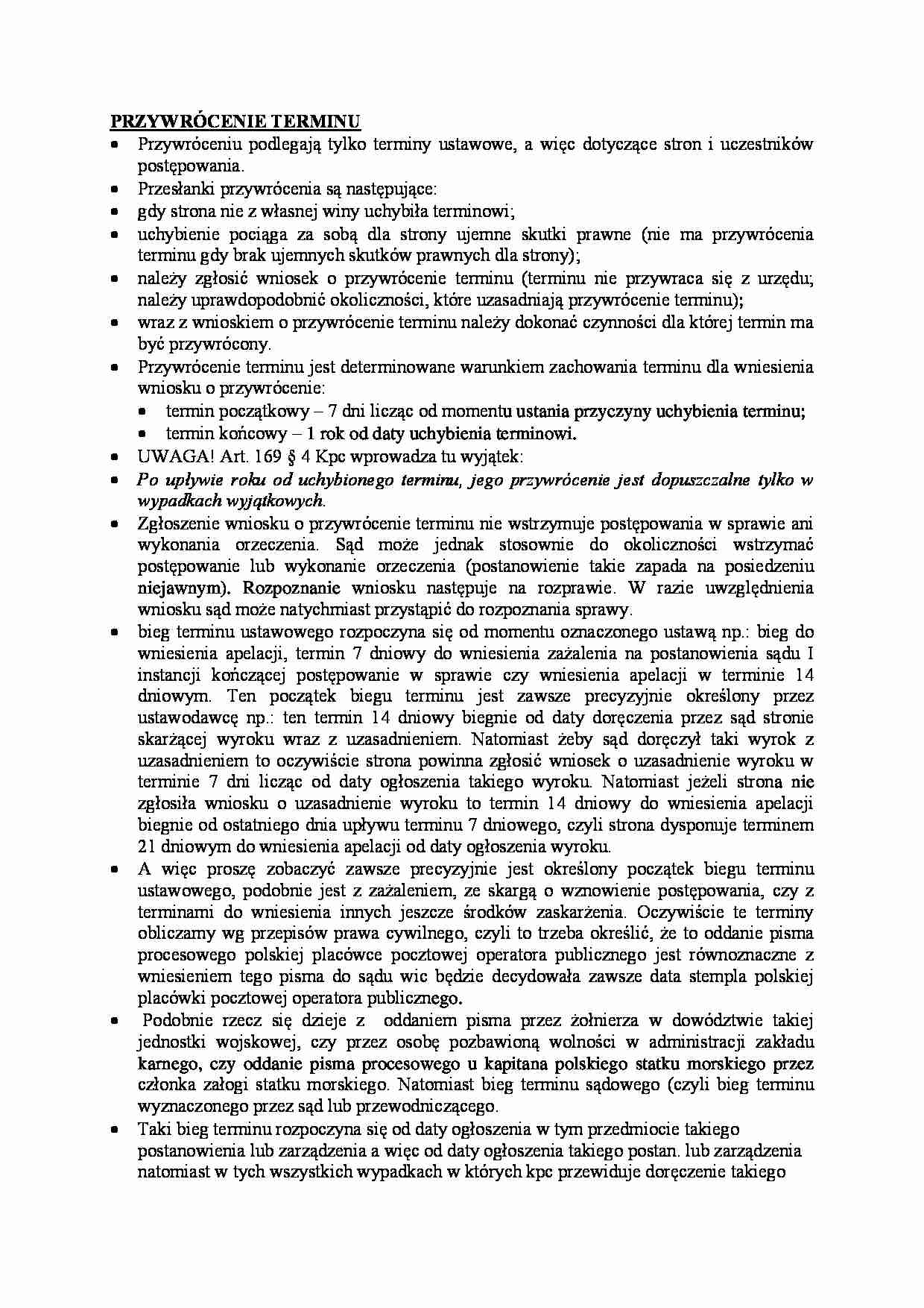 Przywrócenie terminu ustawowego. - strona 1