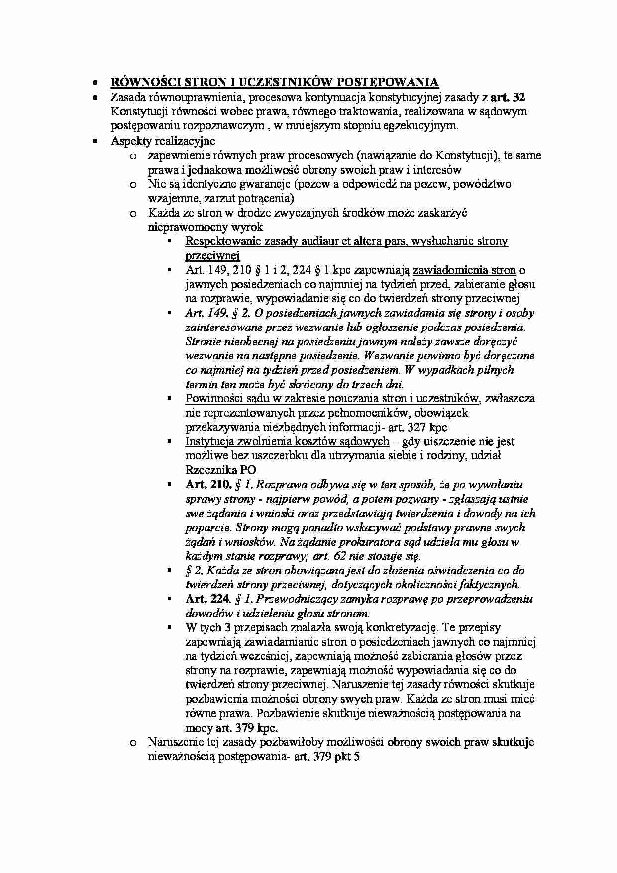 Równości stron i uczestników postępowania. - strona 1