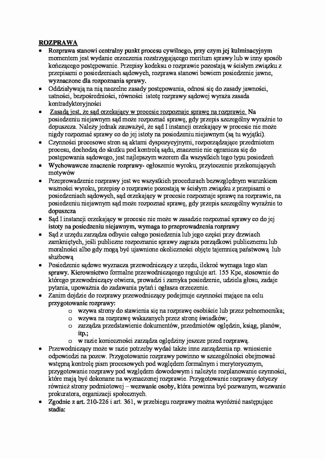 Rozprawa i jej przygotowanie. - strona 1