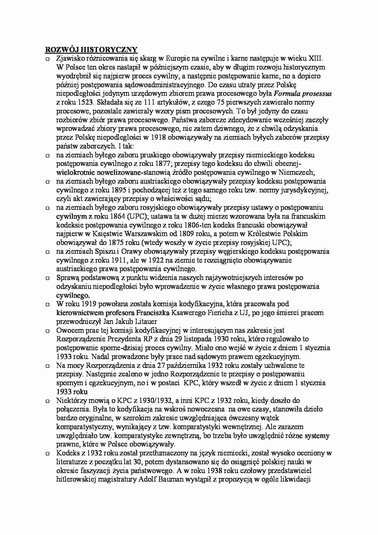 Rozwój historyczny postępowania cywilnego. - strona 1