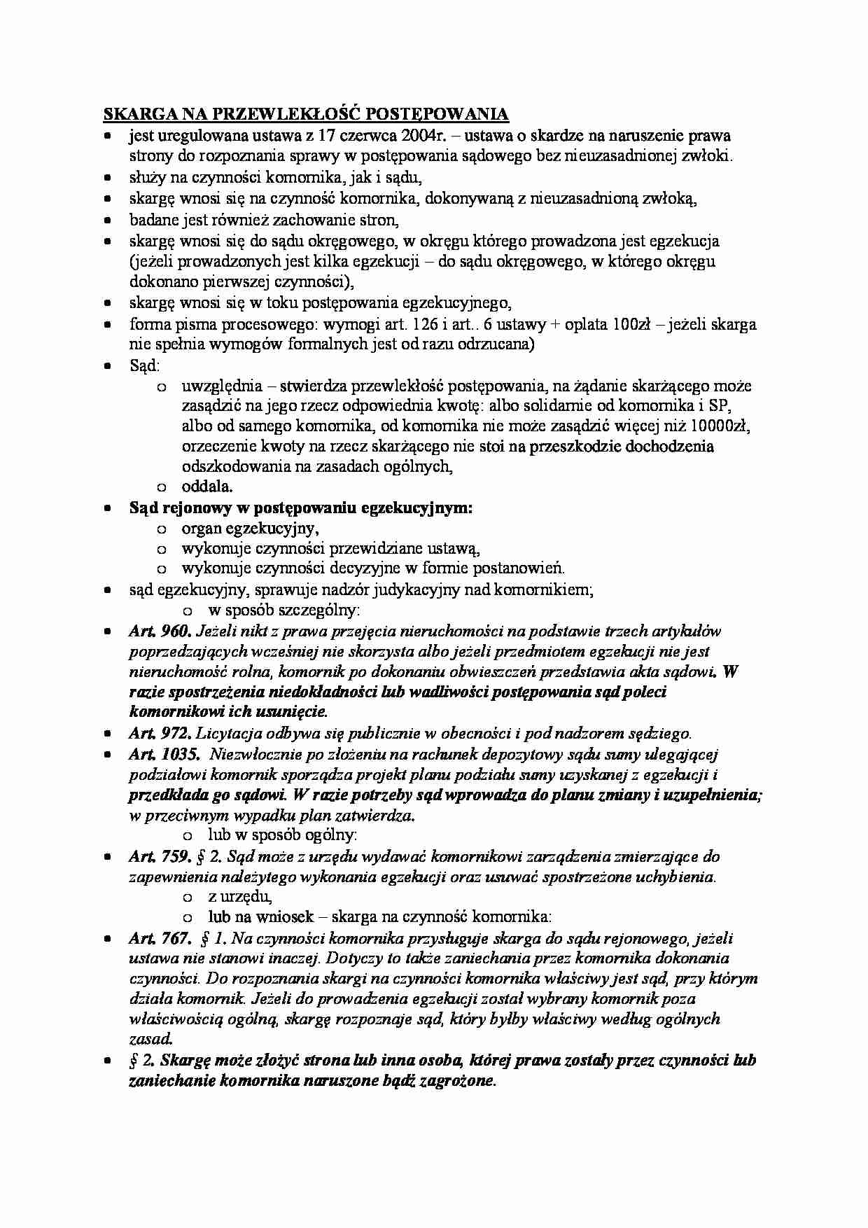 Skarga na przewlekłość postępowania. - strona 1