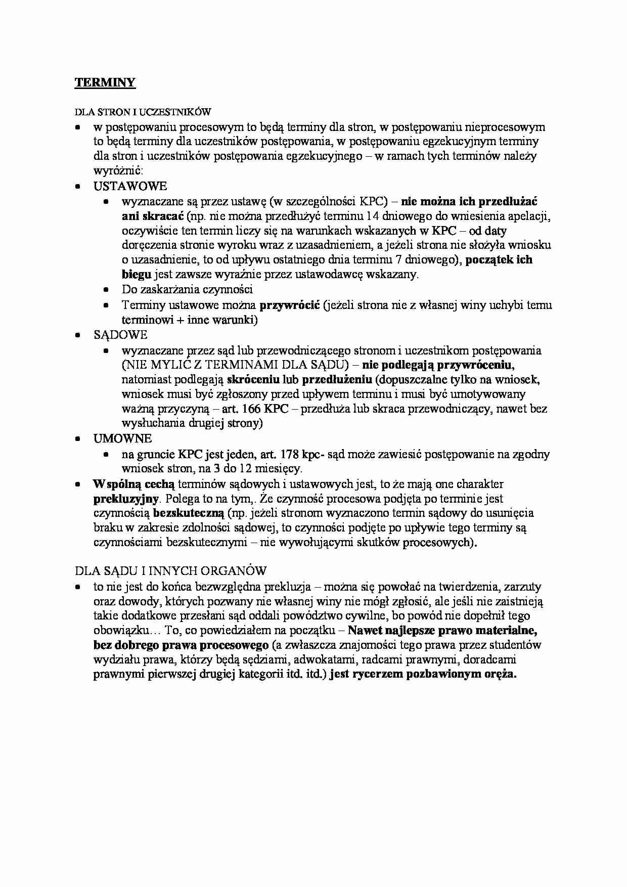 Terminy dla stron i uczestników. - strona 1