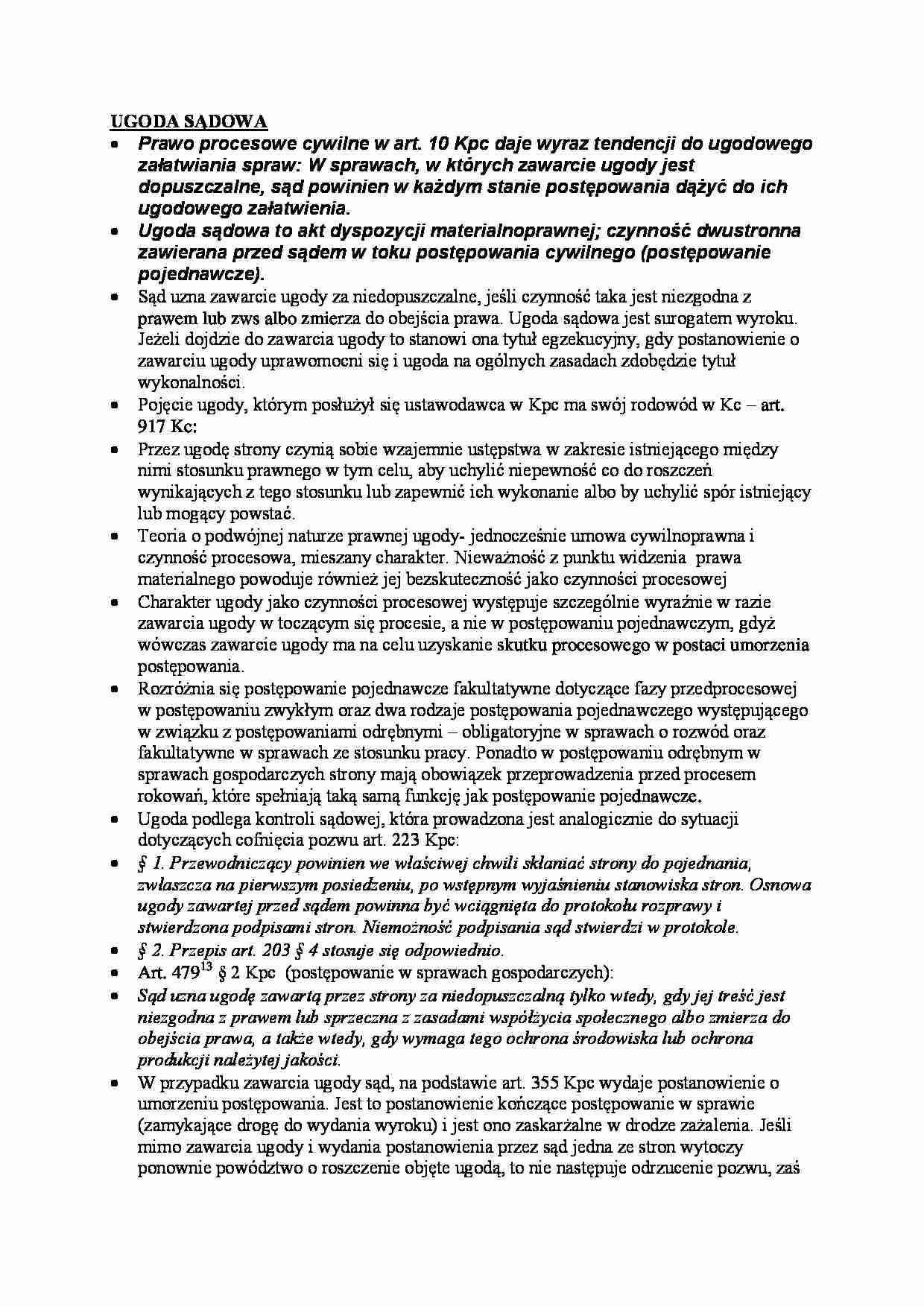 Ugoda sądowa. - strona 1